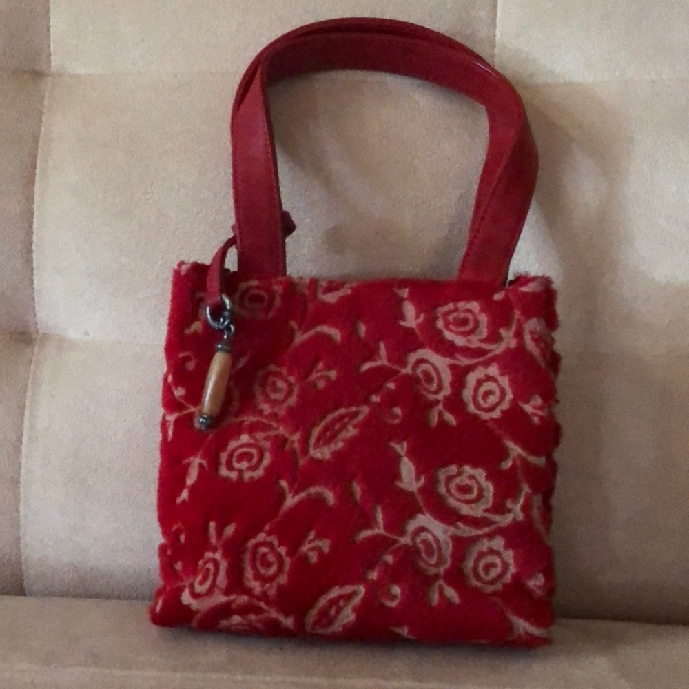 Italian Velvet brocade and leather small purse